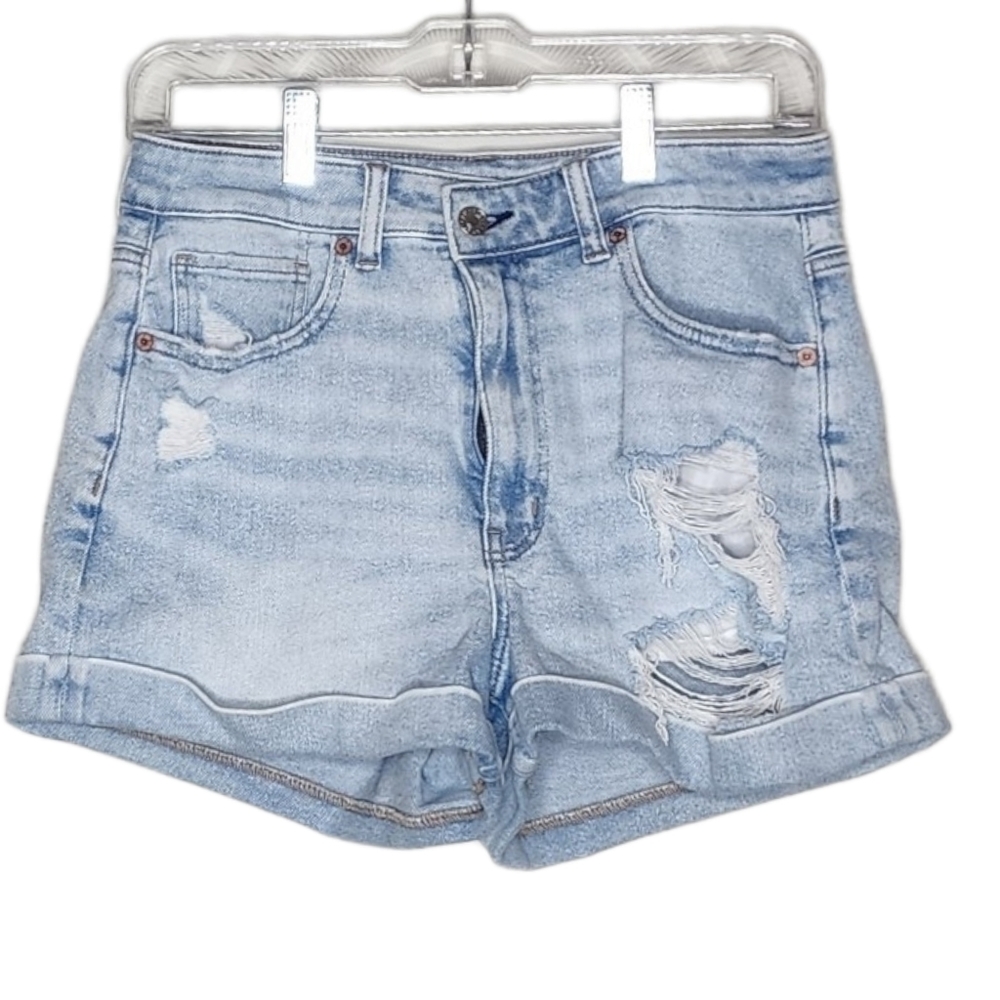 American Eagle Mom Shorts High Waisted Size 6 Distressed Lightwash Cuffed